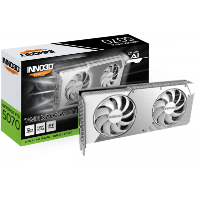 Видеокарта Inno3D GeForce RTX5070 TWIN X2 OC White, 12G GDDR7 192-bit HDMI 3xDP N50702-12D7X-195064W