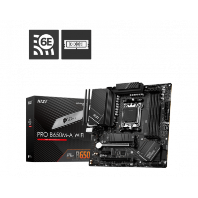 Материнская плата MSI PRO B650M-A WIFI AM5 B650 4xDDR5 4xSATA3 RAID 2xM.2 HDMI DP mATX