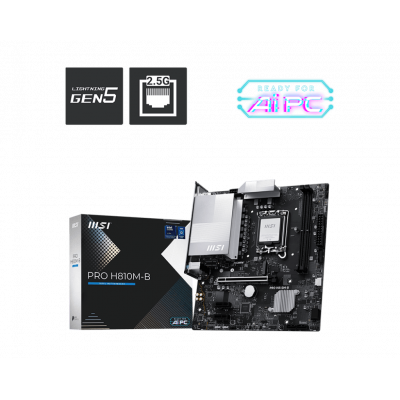 Материнская плата MSI PRO H810M-B LGA1851 2xDDR5 4xSATA3 RAID M.2 HDMI VGA DP mATX