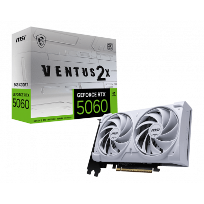 Видеокарта MSI GeForce RTX 5060 8G VENTUS 2X WHITE, 8G GDDR7 128bit 1xHDMI 3xDP G5060-8V2W