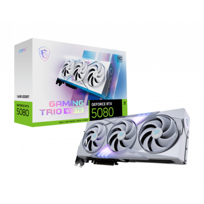 Видеокарта MSI GeForce RTX 5080 16G GAMING TRIO WHITE, 16Gb GDDR7 256-bit 1xHDMI 3xDP (G5080-16GTW)