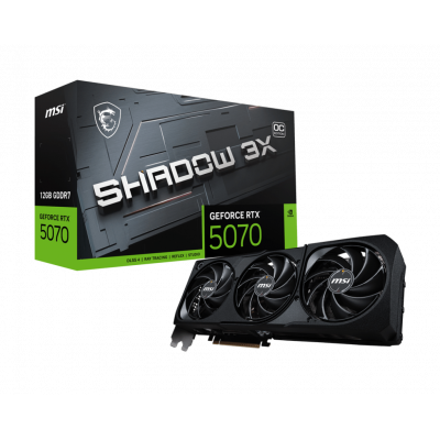 Видеокарта MSI GeForce RTX 5070 12G SHADOW 3X OC, 12Gb GDDR7 192-bit 1xHDMI 3xDP G5070-12S2C