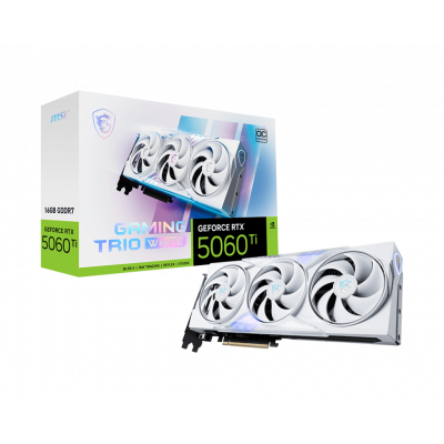 Видеокарта MSI GeForce RTX 5060 Ti 16G GAMING TRIO OC WHITE, 16Gb GDDR7 128-bit 1xHDMI 3xDP