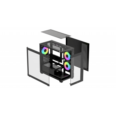 Корпус Ocypus Gamma C52 BK ARGB mATX/ITX 3xUSB Черный Gamma-C52-BKD300XX-GL