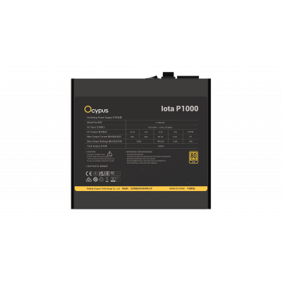 Блок питания Ocypus Iota P1000 Черный 1000W Full Modular, 80+ GOLD, КПД 91% Iota-P1000-G1FFBK024X-EU