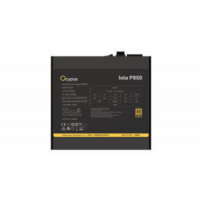 Блок питания Ocypus Iota P850 Черный 850W Full Modular, 80+ GOLD, КПД 91% Iota-P850-G1FFBK024X-EU