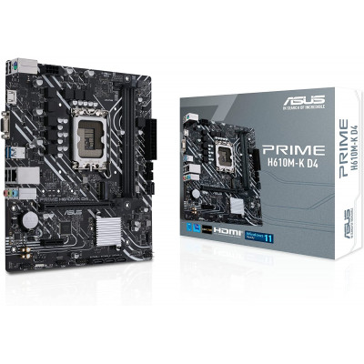 Материнская плата ASUS PRIME  H610M-K D4, LGA1700 2xDDR4 4xSATA3 M.2 D-Sub HDMI mATX
