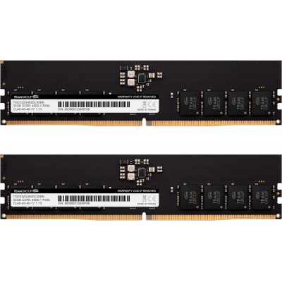 Оперативная память 64GB Kit (2x32GB) 6400MHz DDR5 Team Group ELITE CL52 TED564G6400C52DC01 Оперативная память 64GB Kit (2x32GB) 6400MHz DDR5 Team Group ELITE CL52 TED564G6400C52DC01