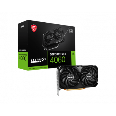Видеокарта MSI GeForce RTX 4060 VENTUS 2X BLACK 8G OC, 8G GDDR6 128-bit HDMI 3xDP