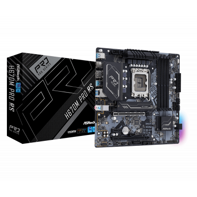 Материнская плата ASRock H670M PRO RS LGA1700 4xDDR4 4xSATA RAID 3xM.2 HDMI DP mATX