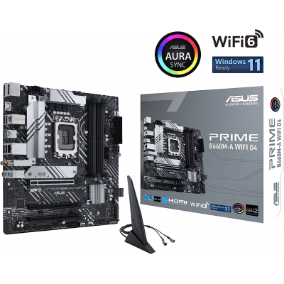 Материнская плата ASUS PRIME B660M-A WIFI D4, LGA1700 4xDDR4 4xSATA3 2xM.2 RAID 2xHDMI DP mATX