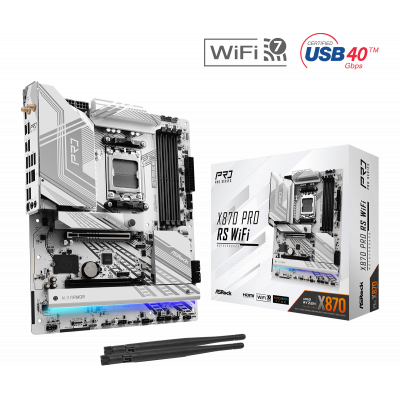 Материнская плата ASRock X870 PRO RS WIFI AM5 4xDDR5 4xSATA3 3xM.2 1xHDMI 2xType-C ATX