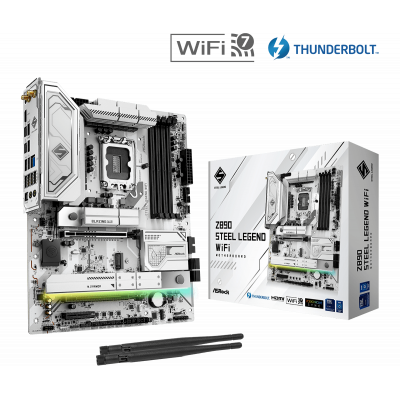 Материнская плата ASRock Z890 STEEL LEGEND WIFI LGA1851 4xDDR5 8xSATA 5xM.2 HDMI DP ATX