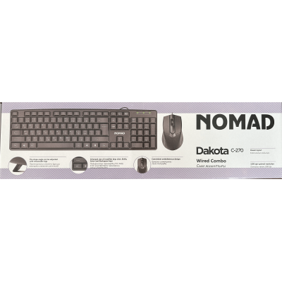 Проводной набор Клавиатура + Мышь Nomad Dacota C-270 104 клавиши 1000 dpi 1,5м  рус, англ, каз