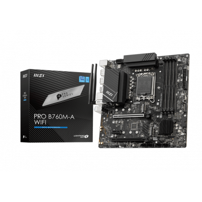 Материнская плата MSI PRO B760M-A WIFI LGA1700 4xDDR5 4xSATA3 RAID 2xM.2 2xHDMI 2xDP mATX